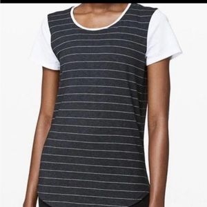 Lululemon Love Crew gray striped shirt. Sz small 4 (see measurements). NWOT.
